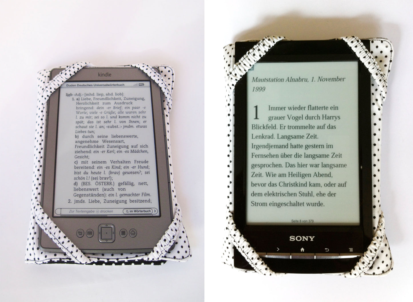 eBook-Reader Tasche "schwarze Punkte"