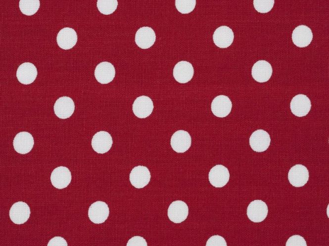 Stoffmuster - Punkte rot/weiß; 10mm, 100% Baumwolle 
