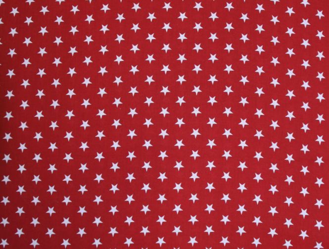 Stoffmuster - Sterne rot-weiß, 100% Baumwolle 